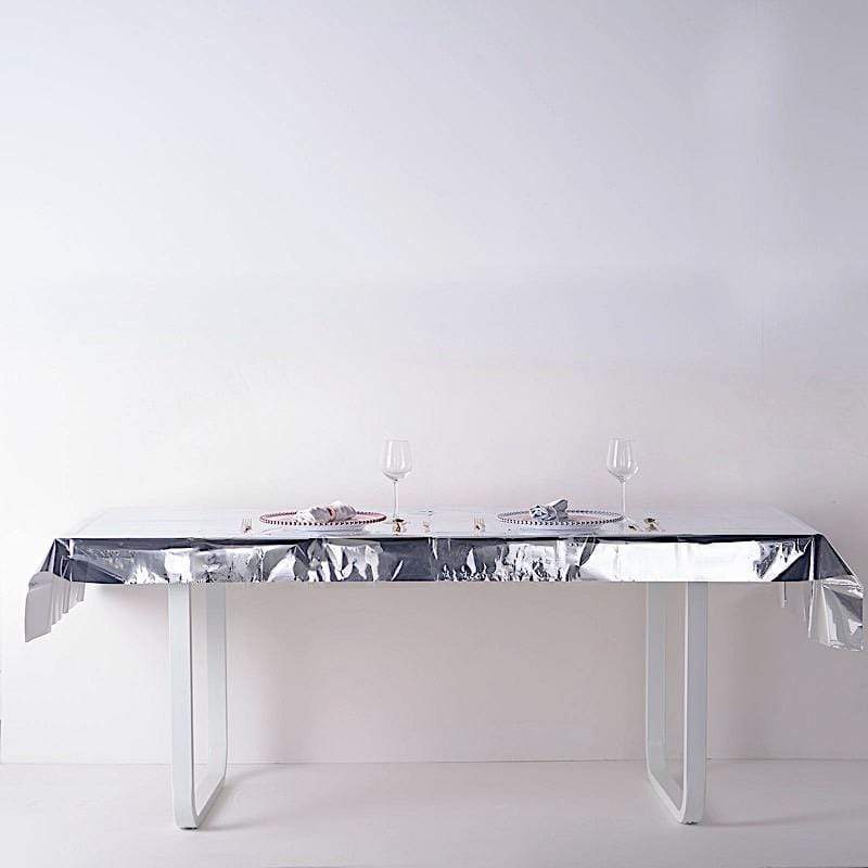 40x90 in Metallic Rectangular Disposable Plastic Tablecloth