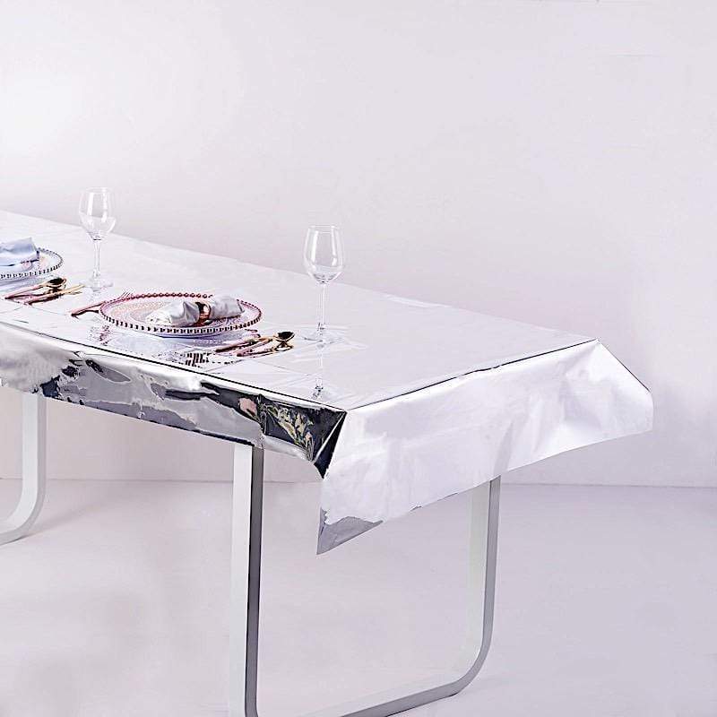 40x90 in Metallic Rectangular Disposable Plastic Tablecloth