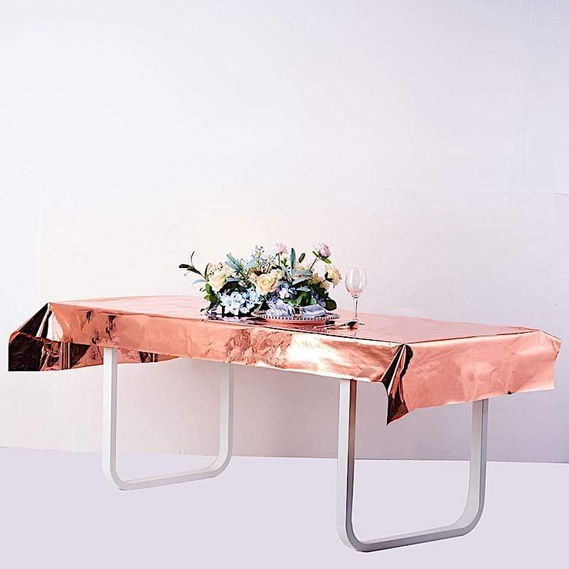 40x90 in Metallic Rectangular Disposable Plastic Tablecloth