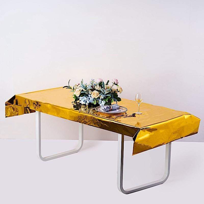 40x90 in Metallic Rectangular Disposable Plastic Tablecloth