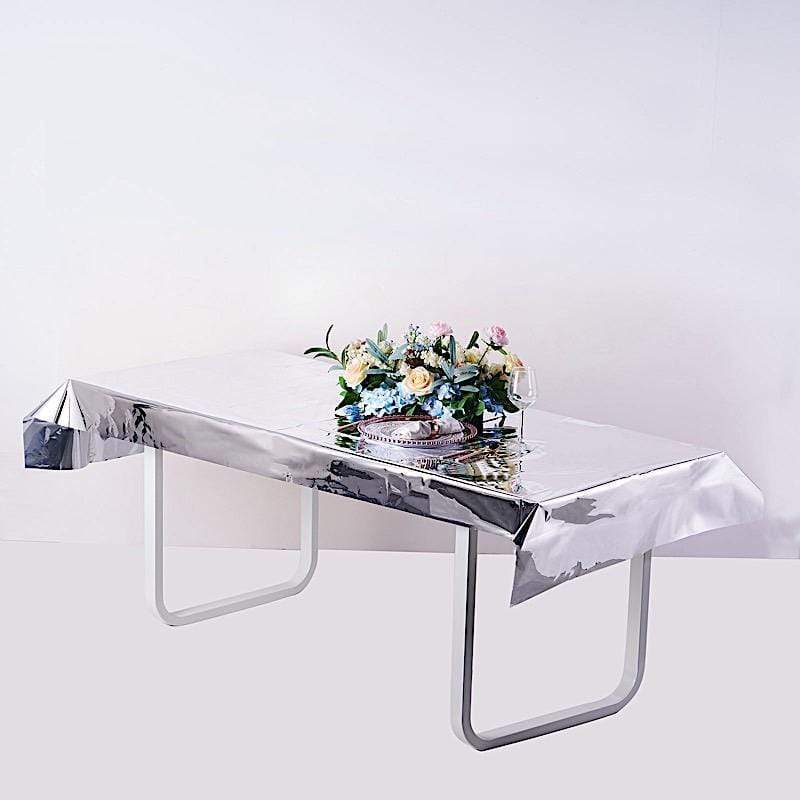 40x90 in Metallic Rectangular Disposable Plastic Tablecloth