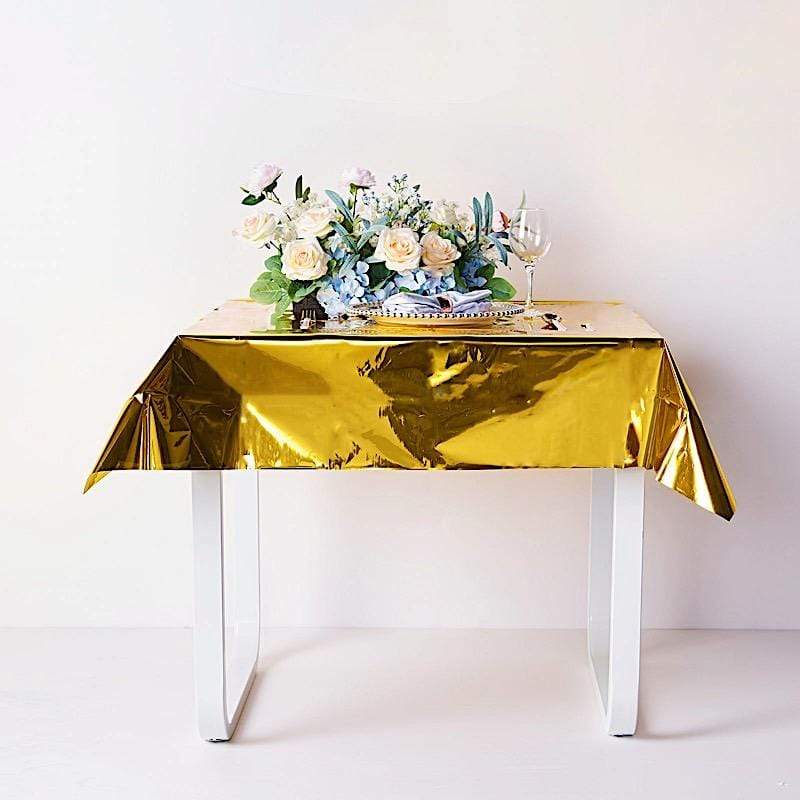 50x50 in Metallic Square Disposable Plastic Tablecloth