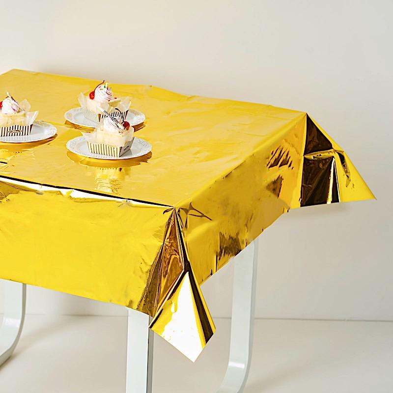50x50 in Metallic Square Disposable Plastic Tablecloth