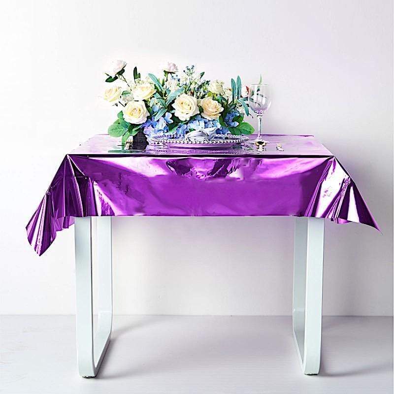 50x50 in Metallic Square Disposable Plastic Tablecloth