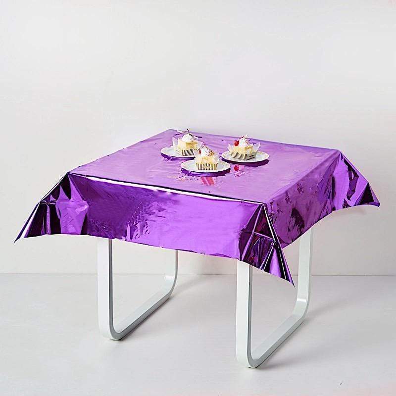 50x50 in Metallic Square Disposable Plastic Tablecloth