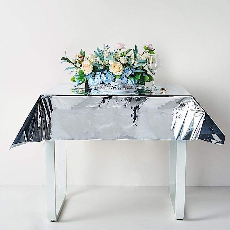 50x50 in Metallic Square Disposable Plastic Tablecloth