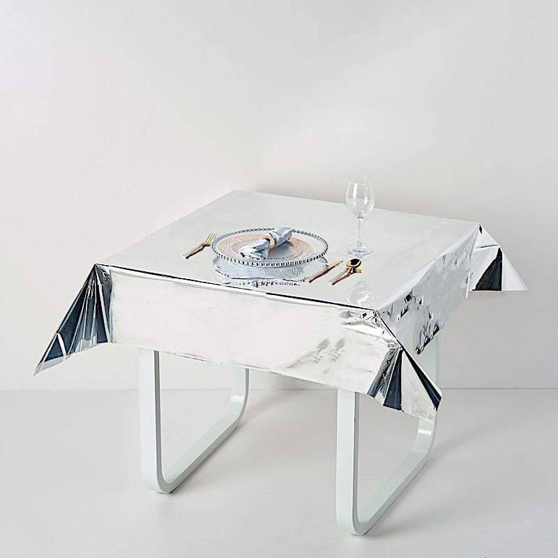 50x50 in Metallic Square Disposable Plastic Tablecloth
