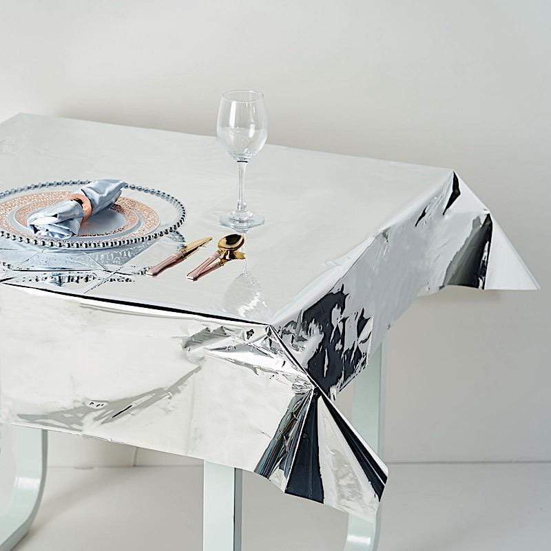 50x50 in Metallic Square Disposable Plastic Tablecloth