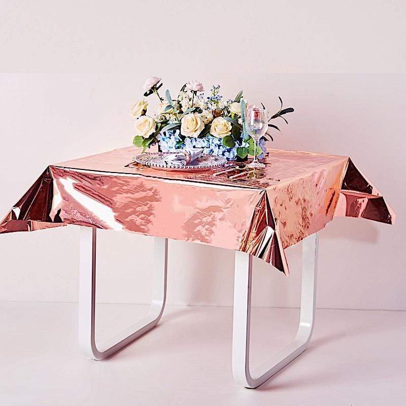 50x50 in Metallic Square Disposable Plastic Tablecloth