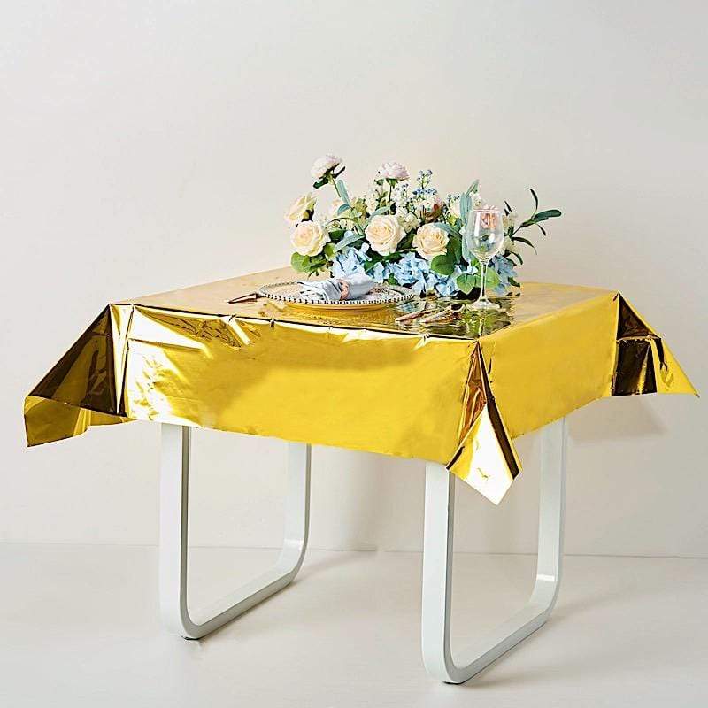 50x50 in Metallic Square Disposable Plastic Tablecloth