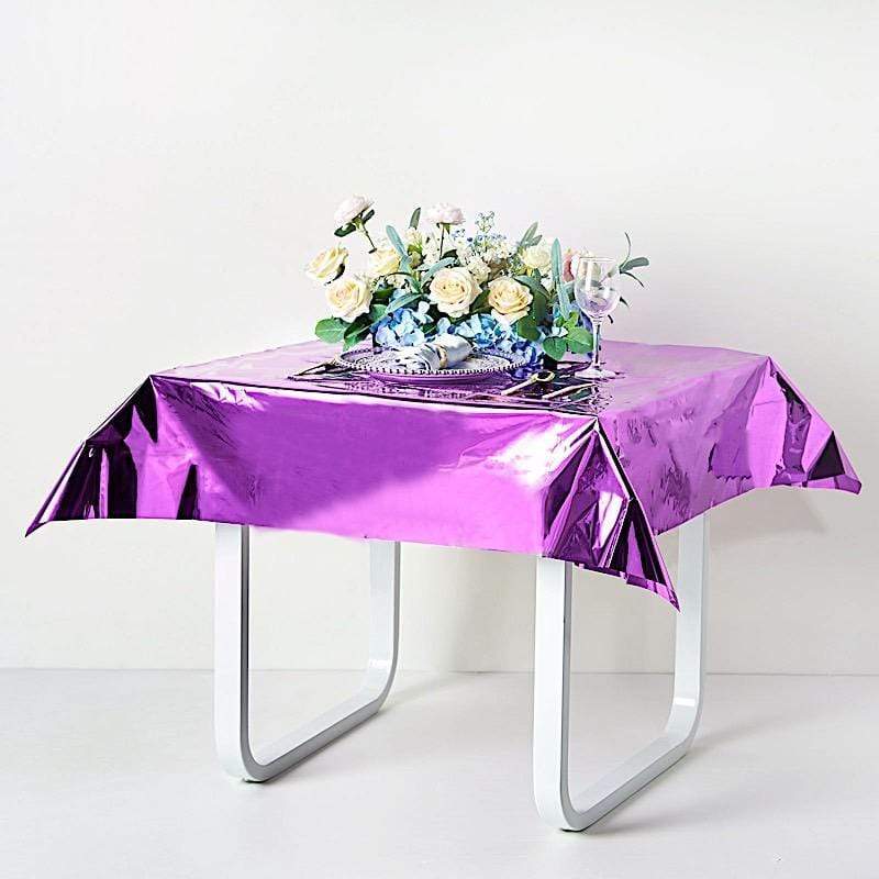 50x50 in Metallic Square Disposable Plastic Tablecloth