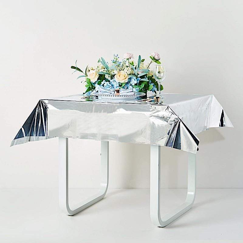 50x50 in Metallic Square Disposable Plastic Tablecloth