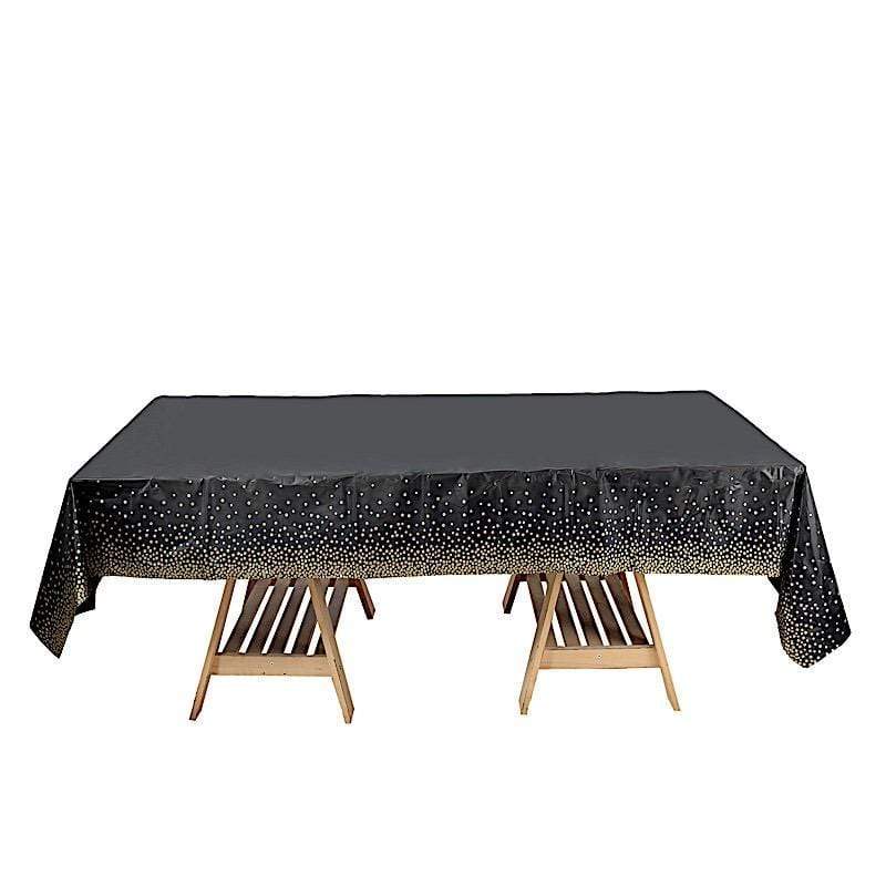 54x108 in Rectangular Disposable Plastic Tablecloth with Confetti Dots