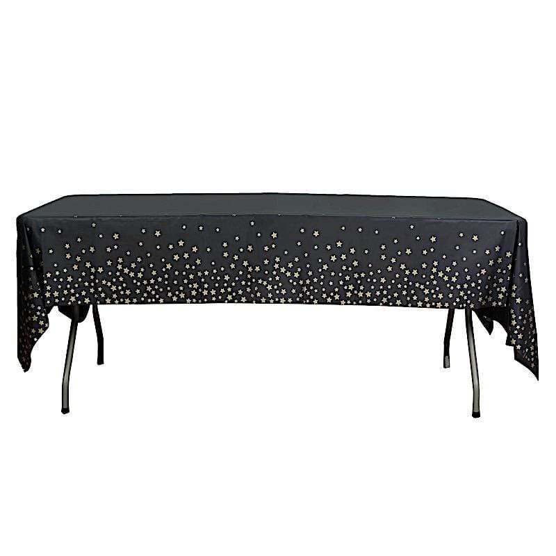 54x108 in Rectangular Disposable Plastic Tablecloth with Star Sprinkled Design
