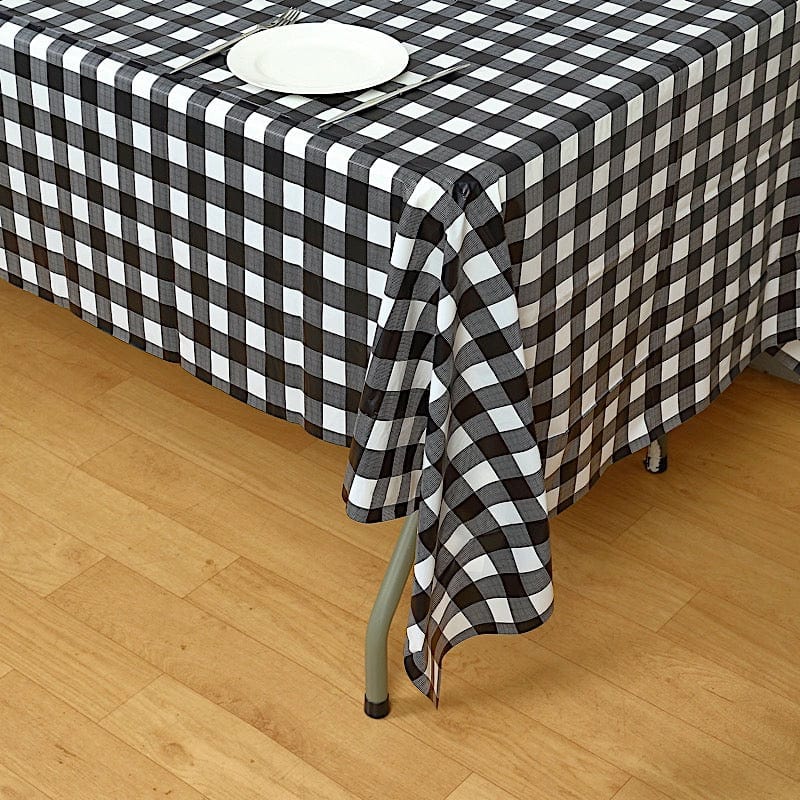 54x108 inch Checkered Disposable Plastic Table Cover Rectangular Tablecloth