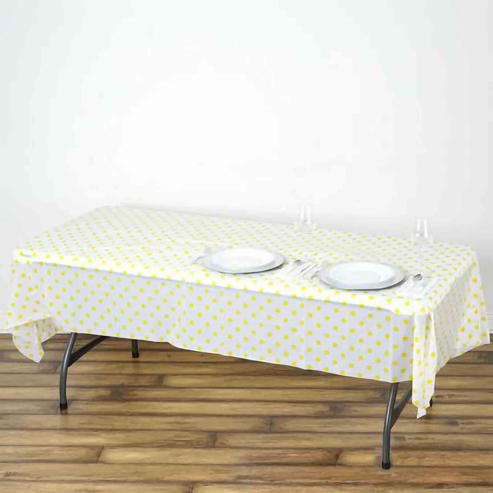 54x108 inch Polka Dots Disposable Plastic Table Cover Rectangular Tablecloth