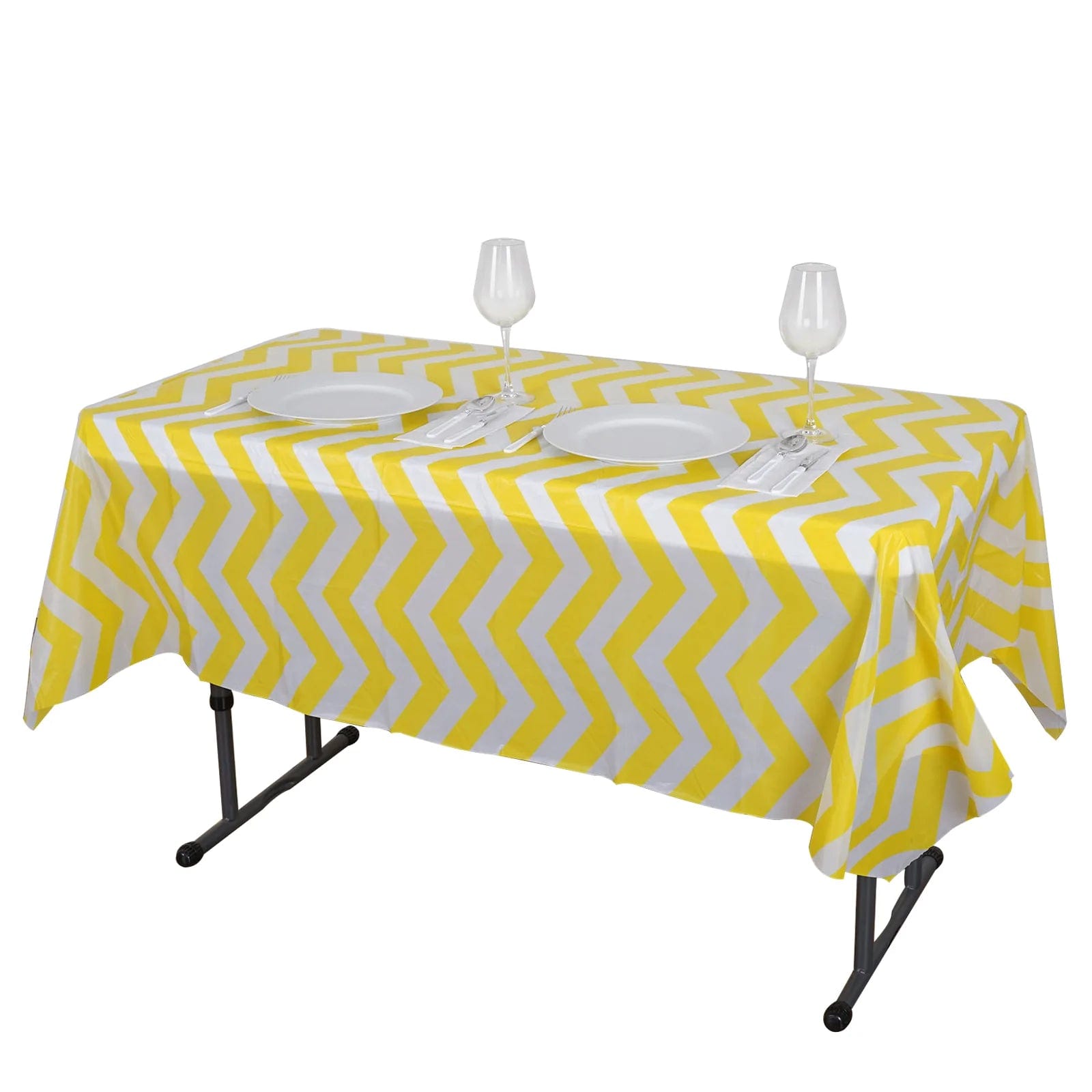 54x72 inch Chevron Disposable Plastic Table Cover Rectangular Tablecloth