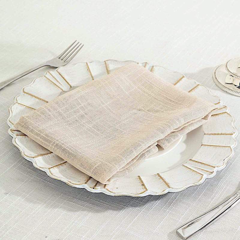 5 Premium 20x20 in Polyester Faux Burlap Table Napkins