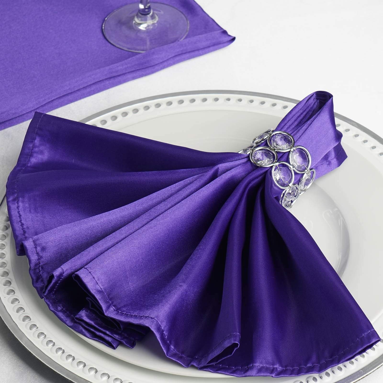 5 Satin Dinner Napkins Wedding Party Reception Events