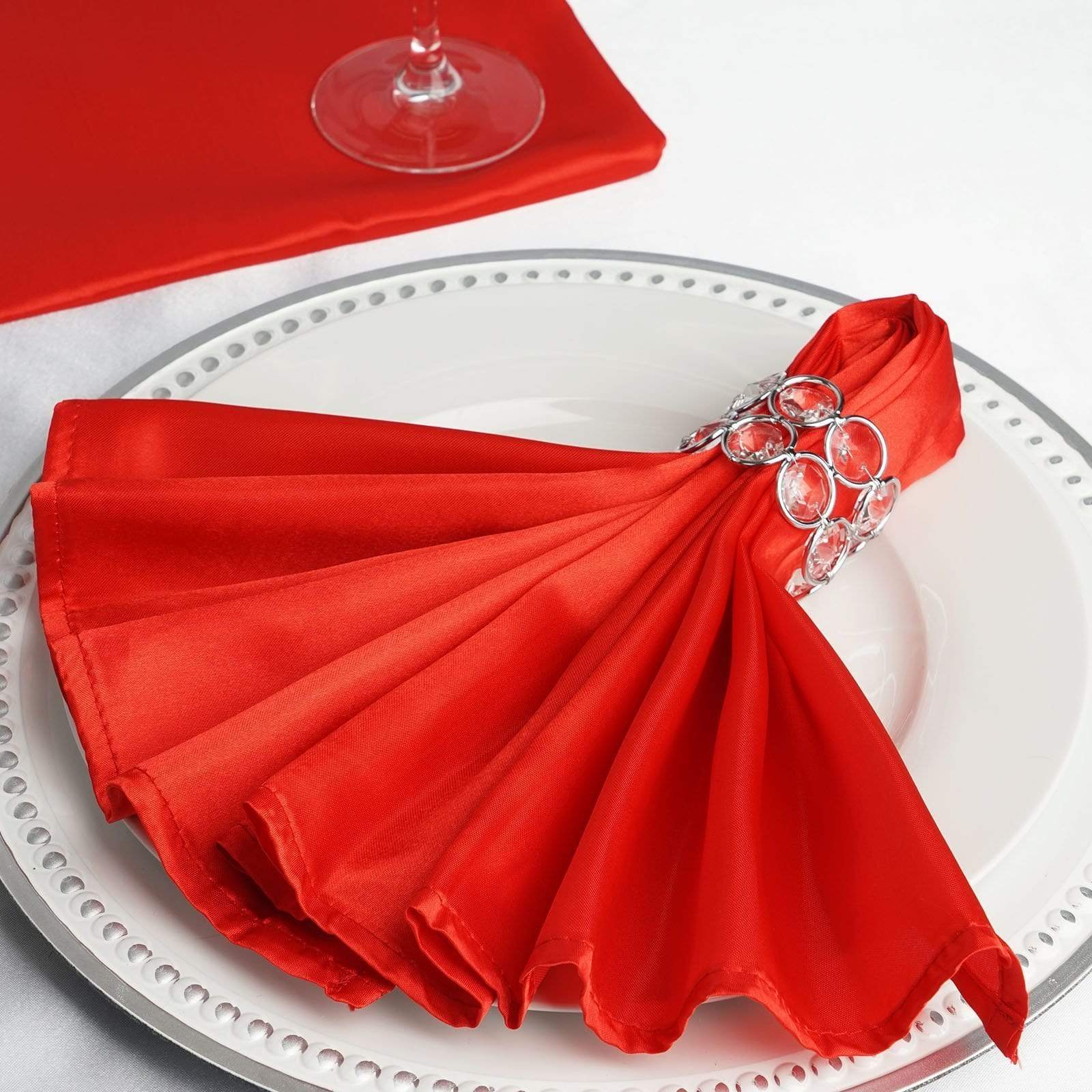 5 Satin Dinner Napkins Wedding Party Reception Events