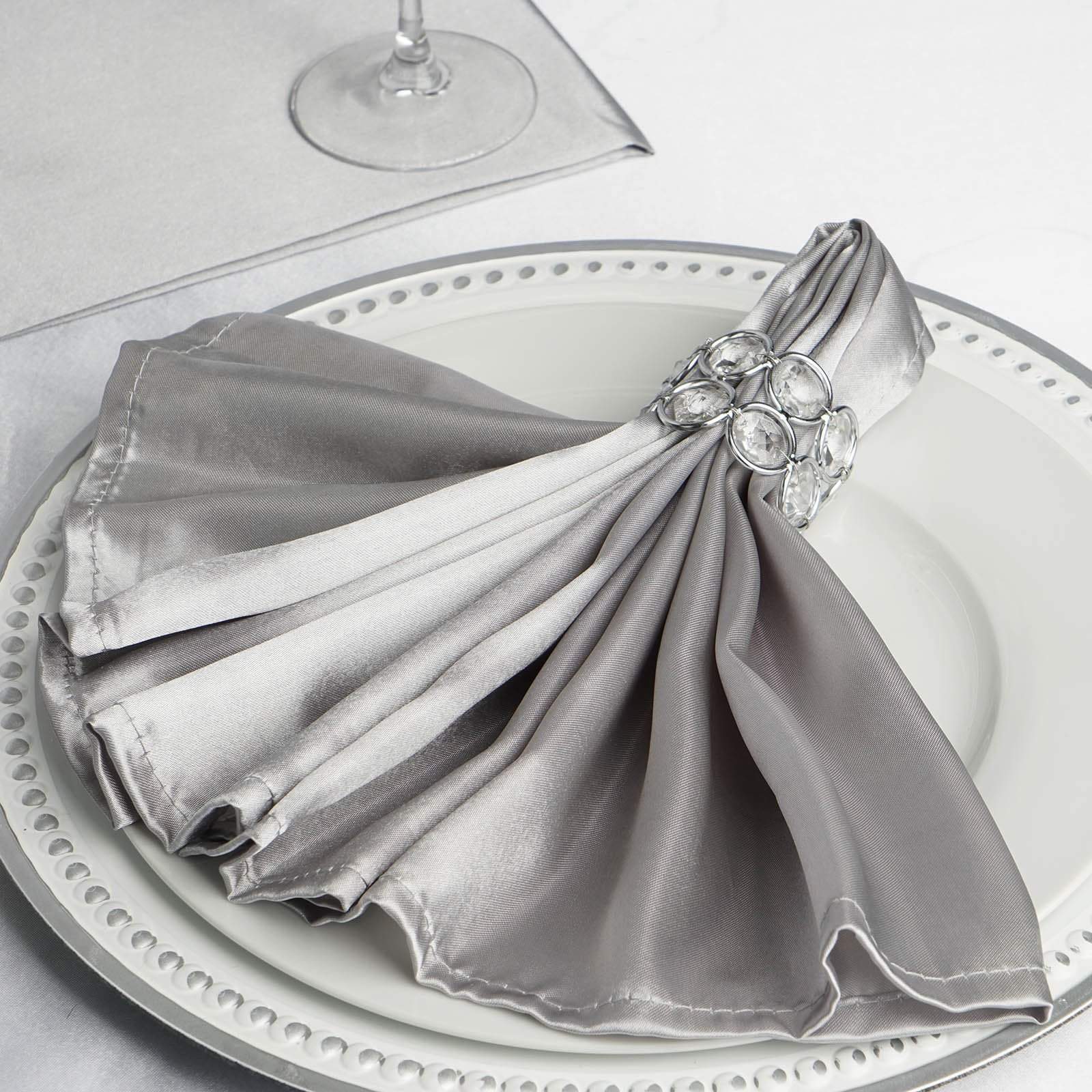 5 Satin Dinner Napkins Wedding Party Reception Events