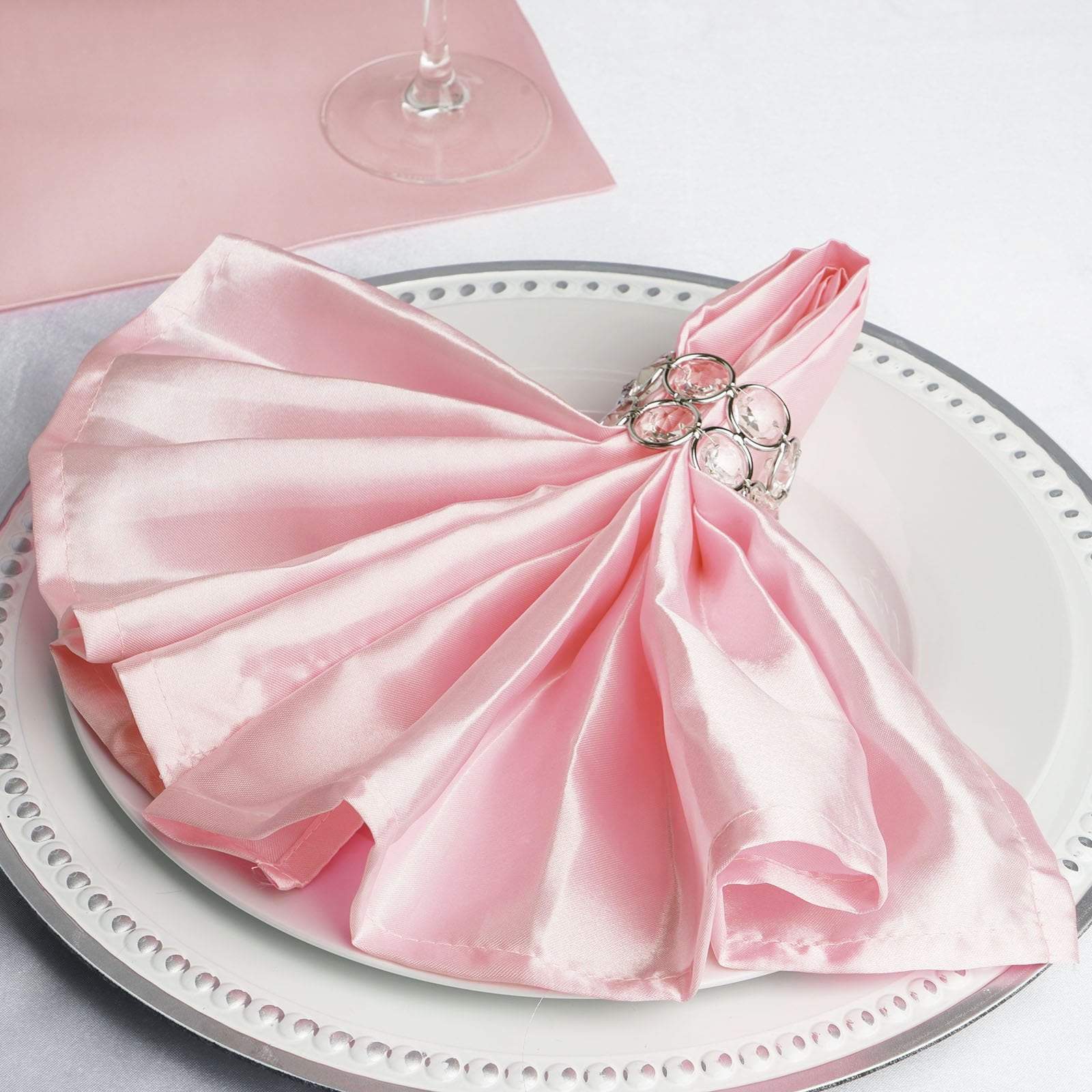 5 Satin Dinner Napkins Wedding Party Reception Events
