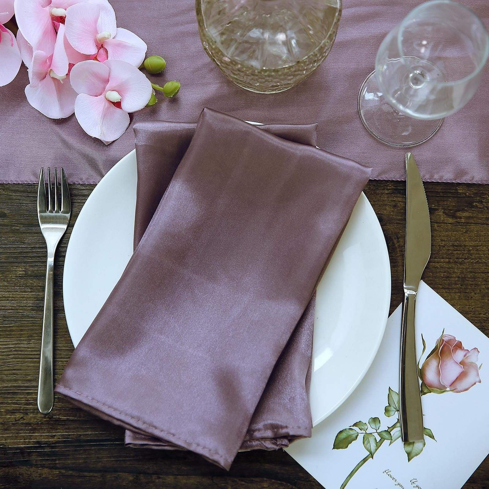 5 Satin Dinner Napkins Wedding Party Reception Events