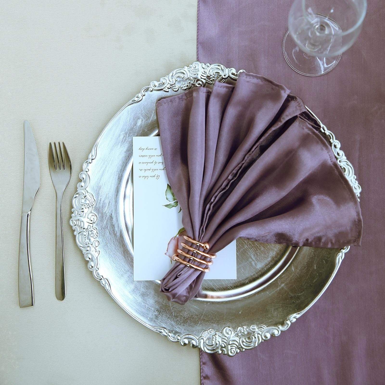 5 Satin Dinner Napkins Wedding Party Reception Events