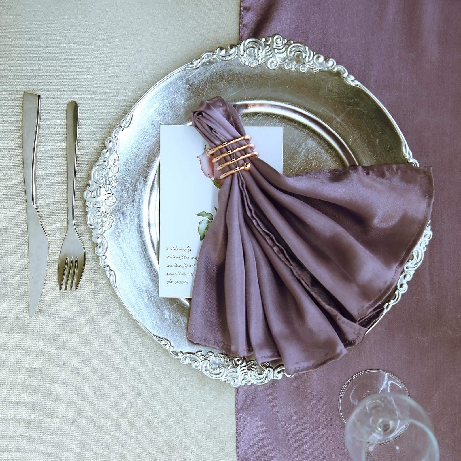 5 Satin Dinner Napkins Wedding Party Reception Events