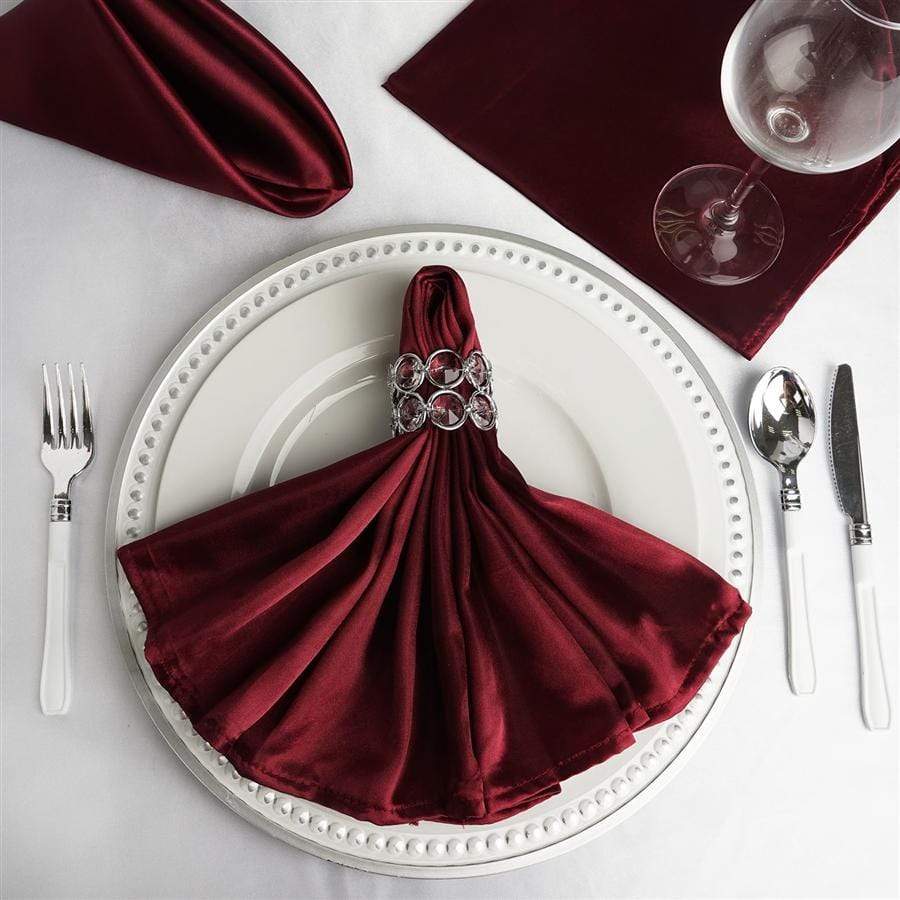 5 Satin Dinner Napkins Wedding Party Reception Events