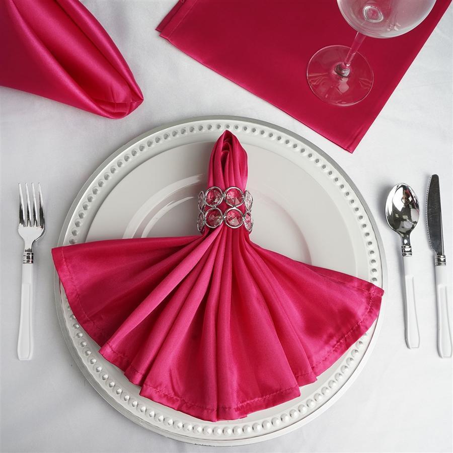 5 Satin Dinner Napkins Wedding Party Reception Events