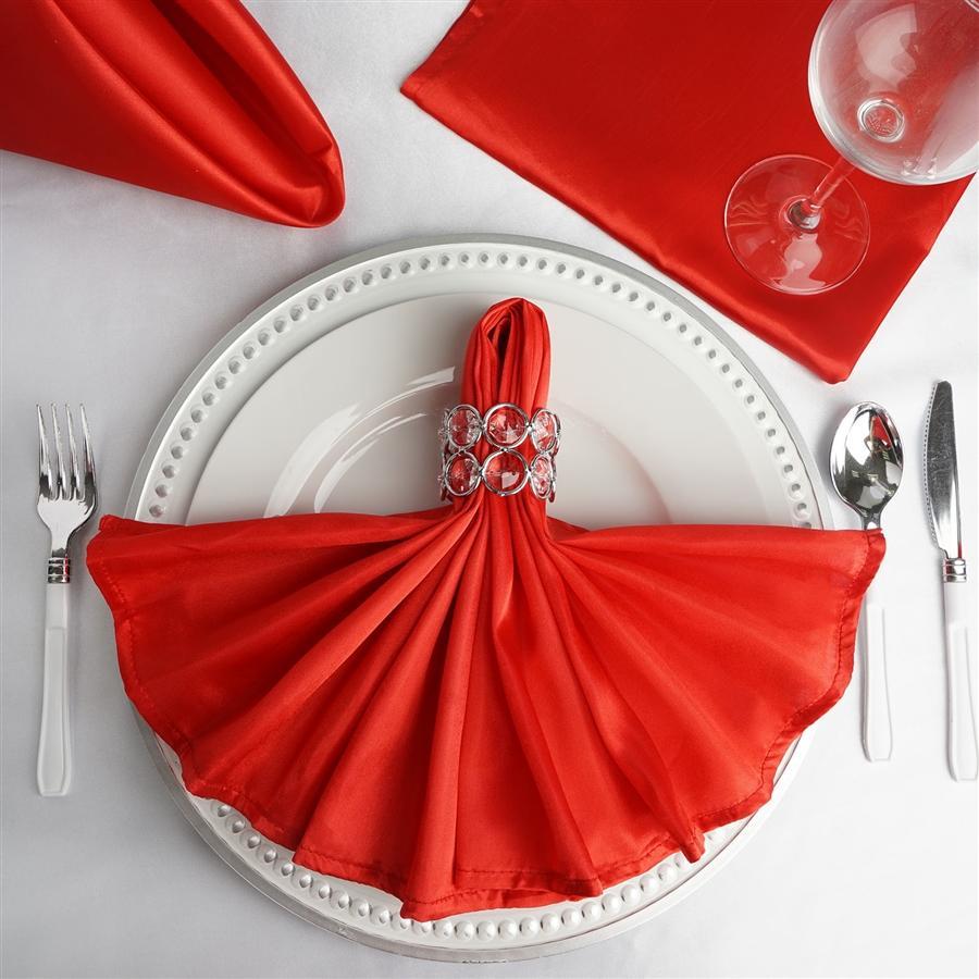 5 Satin Dinner Napkins Wedding Party Reception Events