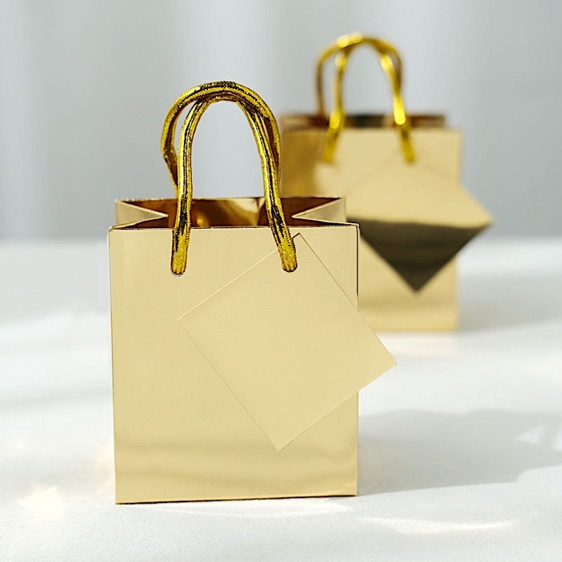 12 Metallic 5 in Small Paper Favor Gift Bags with Handles