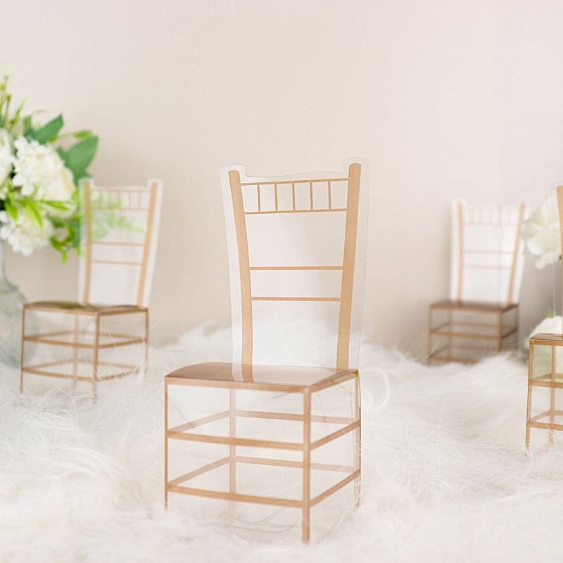 25 Clear with Gold Plastic Gift Boxes Chair Shaped Party Favor Holders