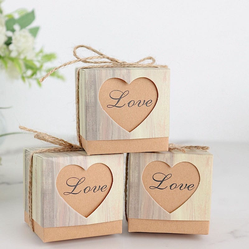 25 Natural Gift Boxes with Rustic Wooden Design Party Favor Holders ...