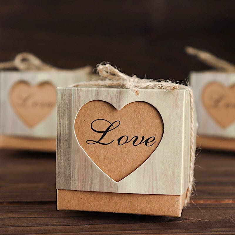 25 Natural Gift Boxes with Rustic Wooden Design Party Favor Holders ...
