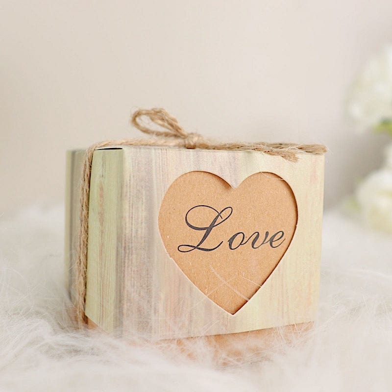 25 Natural Gift Boxes with Rustic Wooden Design Party Favor Holders