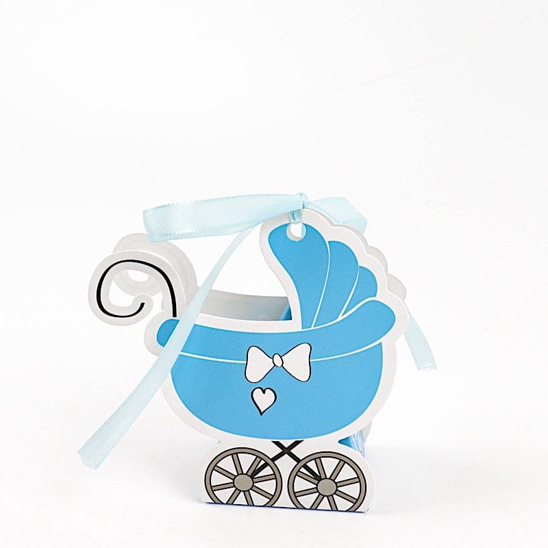 25 Paper Stroller Favor Boxes with Ribbon Baby Shower Candy Gift Holders