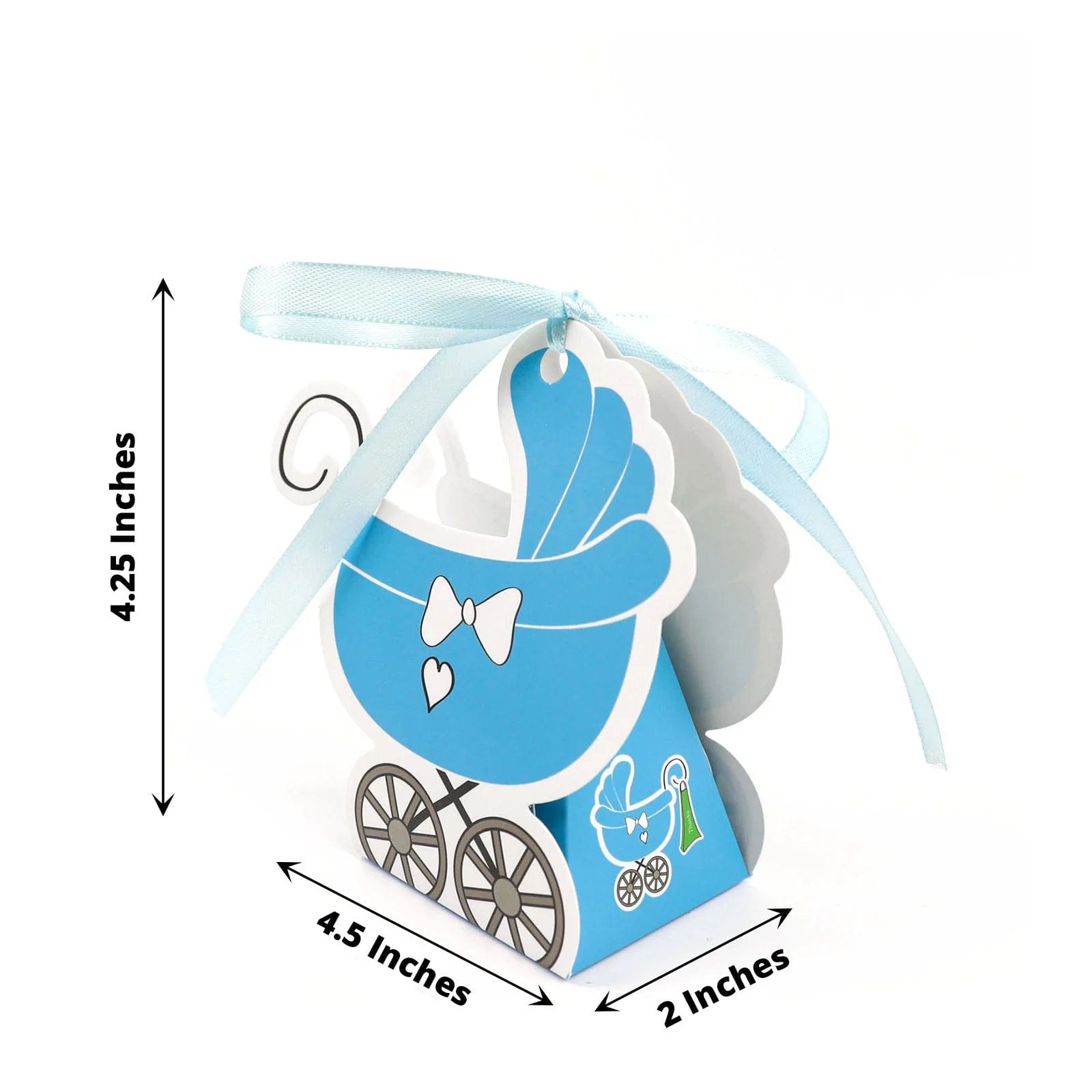 25 Paper Stroller Favor Boxes with Ribbon Baby Shower Candy Gift Holders
