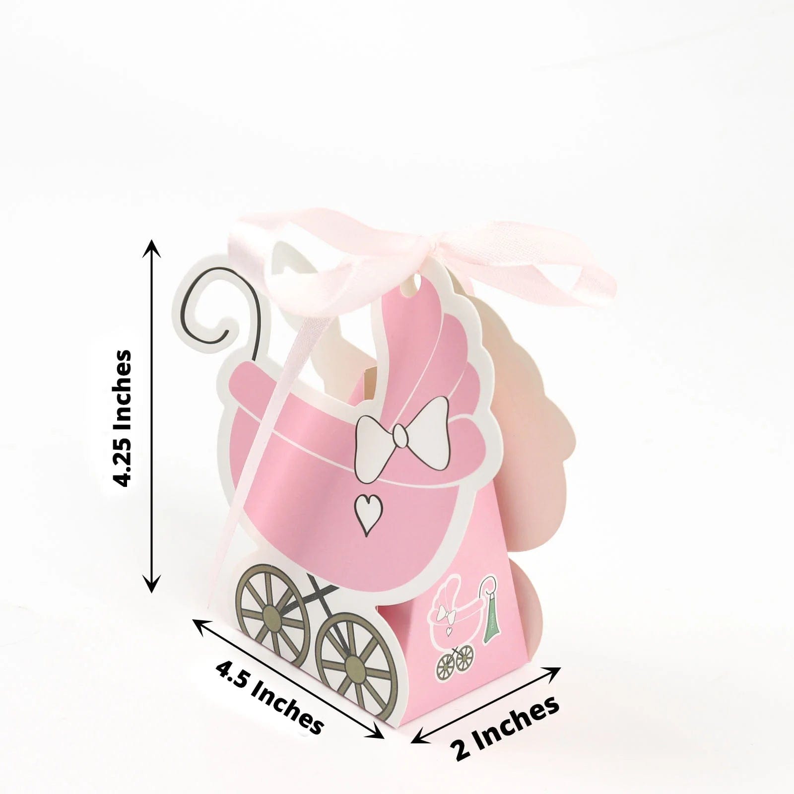 25 Paper Stroller Favor Boxes with Ribbon Baby Shower Candy Gift Holders