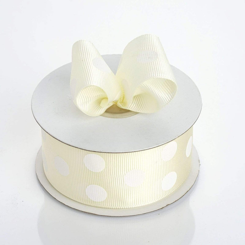 Grosgrain Ribbon with White Polka Dots - 3/8 inch