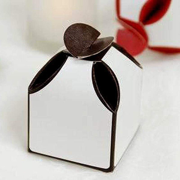 100 2" Chocolate Brown and White Wedding Favor Boxes