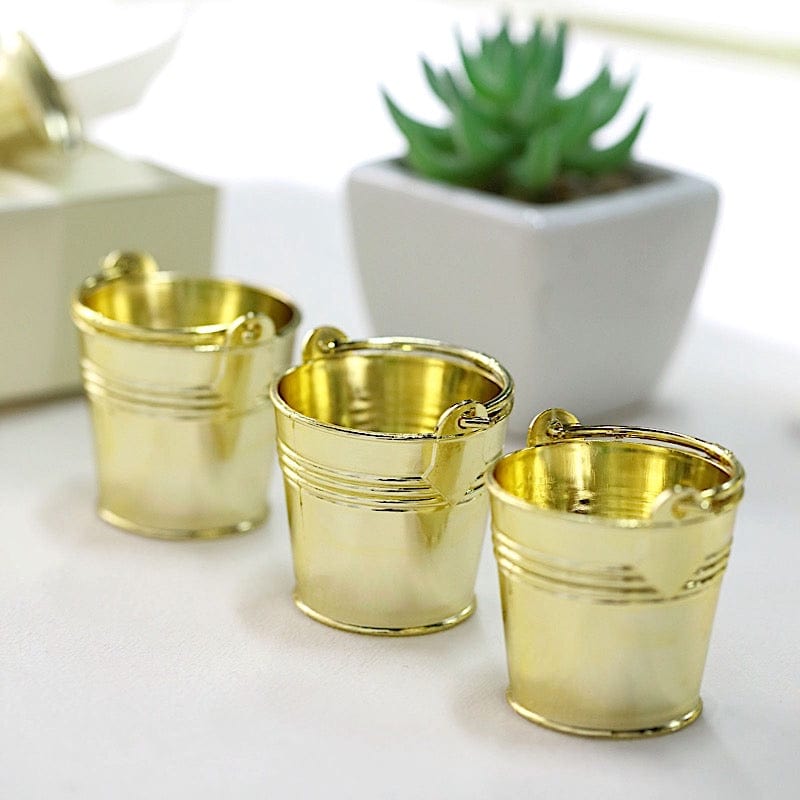 mini gold plant pots 12 Pack Gold Mini Pail Bucket Candy Container Gift Boxes, Small Planter Treat Party Favor Boxes 2"