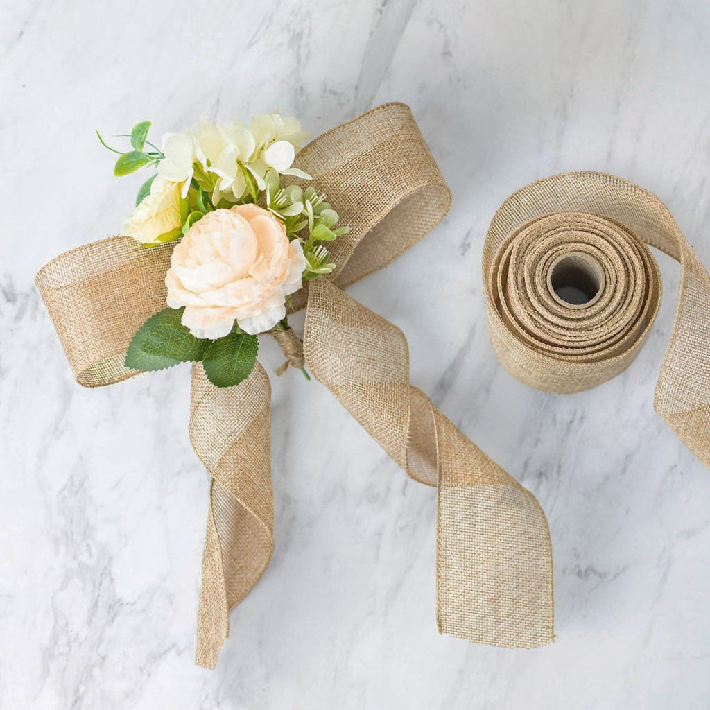 Burlap Ribbon By Floral Garden 9 Ft/3Yards With 2in Wide (Color: Brown)