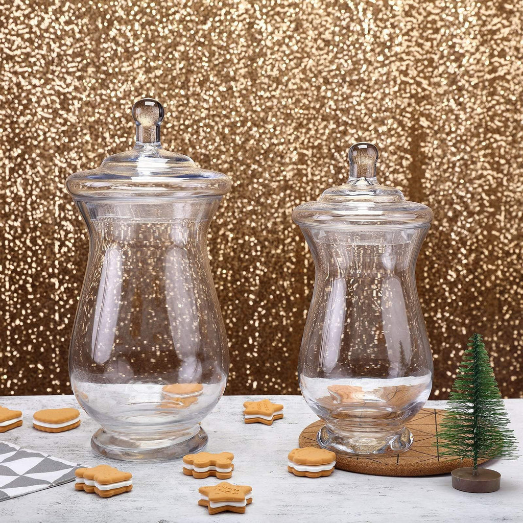 2 pcs 10 12 tall Clear Glass Apothecary Jars with Lids