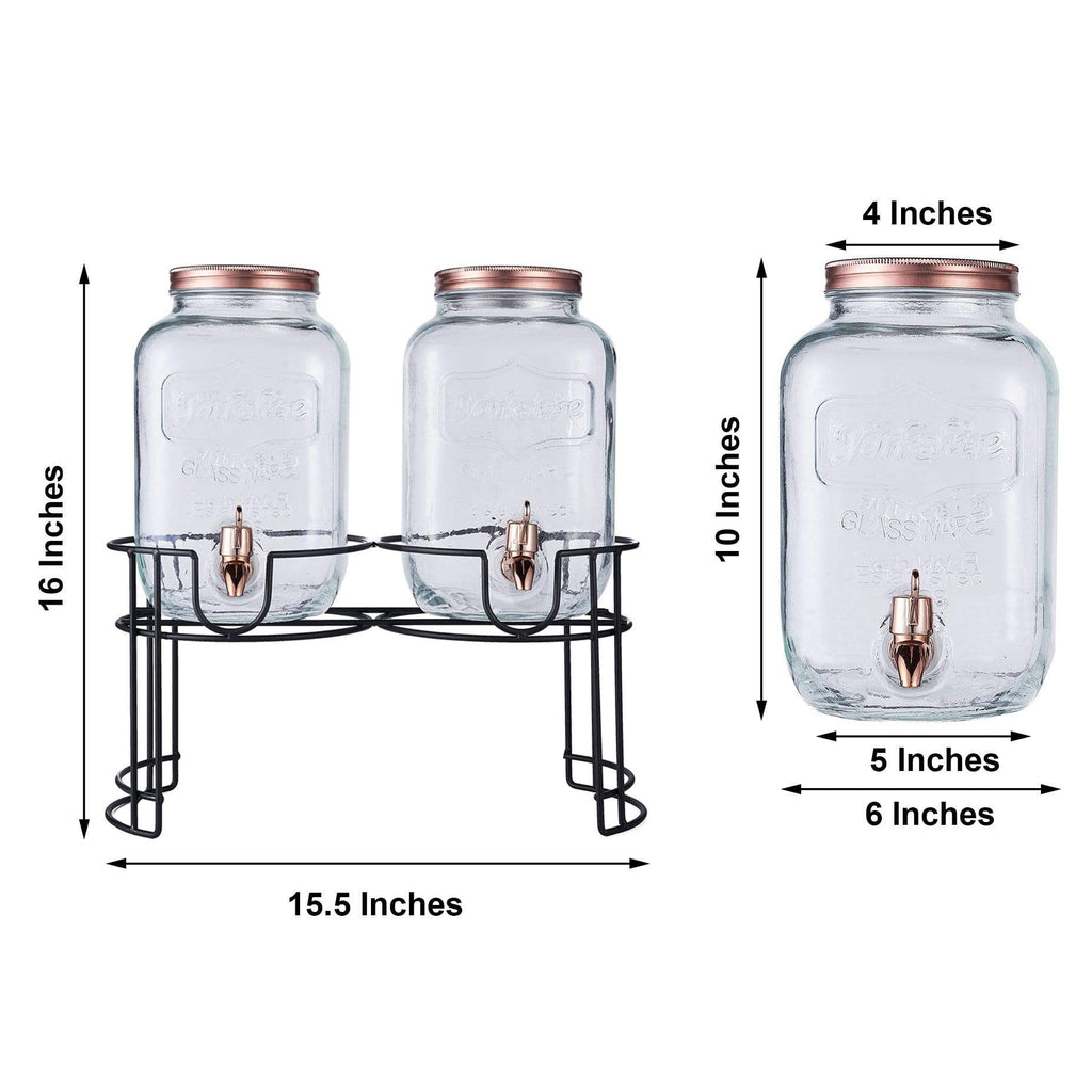Glass Beverage Dispenser with Spigot, Metal Lid and One Gold Stand