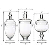 3 pcs 9" 10" 11" tall Clear Glass Apothecary Jars with Lids