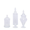 3 pcs 9" 13" 14" tall Clear Glass Apothecary Jars with Lids