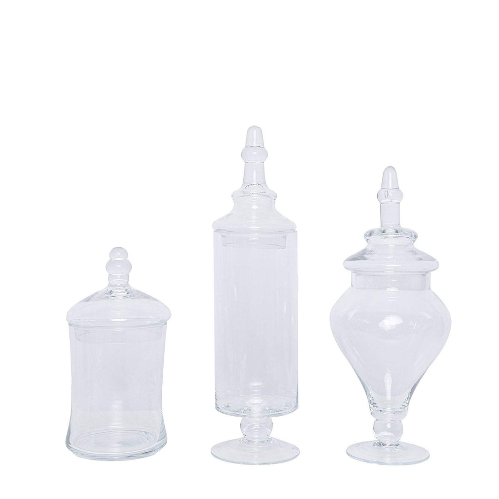 Balsa Circle Clear 3 Pieces 9 10 11 Tall Glass Apothecary Jars with Lids,  Wedding Party Candy Gift Packaging Decorations Supplies 