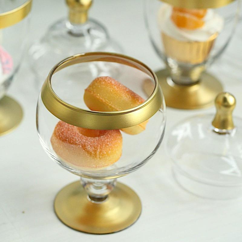 3 pcs Clear with Gold Trim Glass Apothecary Jars with Lids